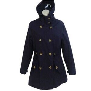 G.H. Bass & Co | Double Breasted Button Front Hooded Utility Jacket Navy Small